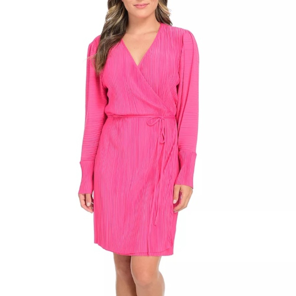Women’s Jorge Perez Long‎ Sleeve Pink Wrapped Dress